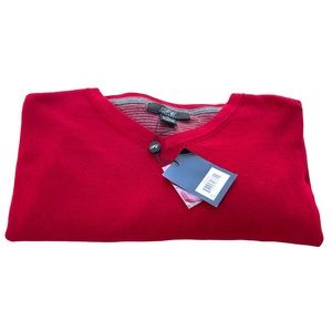 Foxcroft NWT Red V-Neck 90% Cotton 10% Cashmere Long Sleeve Sweater in Size XL